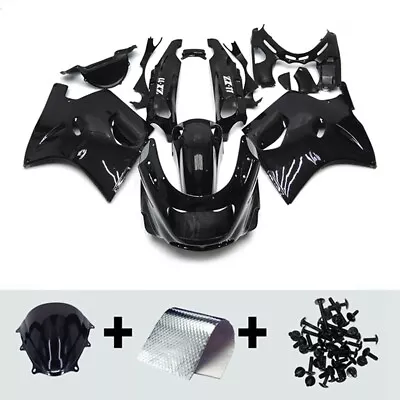 ABS Fairing Kit For Kawasaki ZZR1100 Ninja ZX11 1993 - 2003 Gloss Black Bodywork • $389.45