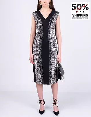 RRP€348 MARINA RINALDI Shift Dress Plus Size 25 US16 UK20 L Tweed & Lace Trim • £69.99