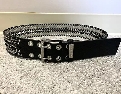 VINTAGE GUESS 90's Black & Silver Studded Metallic Belt Sz M VGC • $10