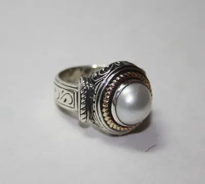 Arts' Elegance AE Sterling Silver & 14k Filigree Mabe Pearl Ring Sz: 8 [033GRA] • $124.99