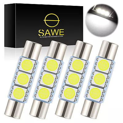 4 X SAWE White LED Sun Visor Vanity Mirror Lights Bulbs T6 6612F 6614F 6641 28mm • $7.99