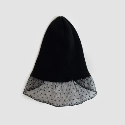 Valentino Couture Black Cashmere Veil Beanie Hat Rare Vintage Archive • $247.71