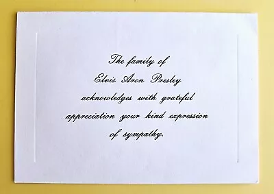 Elvis Presley Funeral - Thank You Acknowledgment Card 1977 • $300