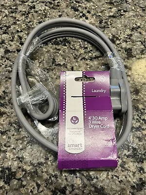 Smart Choice 3 Wire 4’ 30 Amp DRYER CORD For Wall Outlet See NEW Made In The USA • $13
