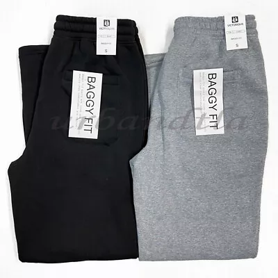 Men's Baggy Fit Fleece Jogger Sweatpants Loose Wide Leg Jogger Pants FL93 • $22.95