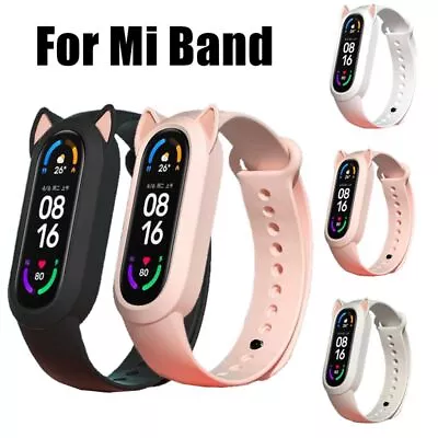 Breathable Watchband Cat Ear Silicone Strap For Xiaomi Mi Band 6 5 4 3 • $5.81