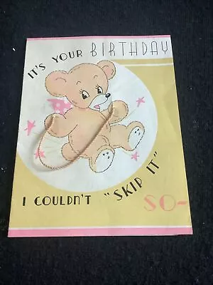 Vintage Birthday Greeting Card Teddy Bear Jumping Rope 1930s • $3.50