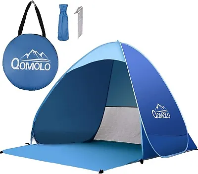 Qomolo 2-3 Person Beach Tent Baby Childrens Wind And Shade Barrier UV Protection • £29.95
