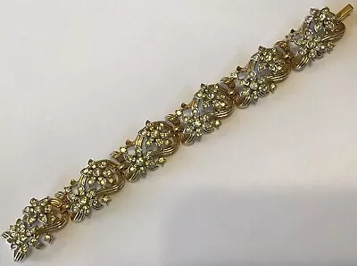 Vintage Crown Trifari Signed Clear Rhinestone Flower Bracelet  • $85