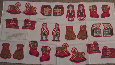 Vintage Fabric Panel 12 Christmas Ornaments  Old Fashioned Toys  VIP Cranston • $9.99