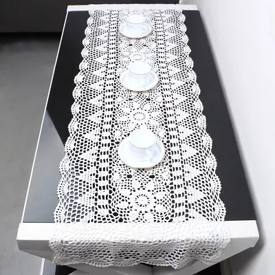 40*150/200cm Vintage Handmade Crochet Cotton Lace Table Runner Floral DoilyCover • £19.19