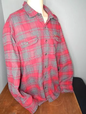Orvis Flannel Shirt Red Plaid Shacket Button Up Plaid Long Sleeve Heavy Mens 3XL • $29