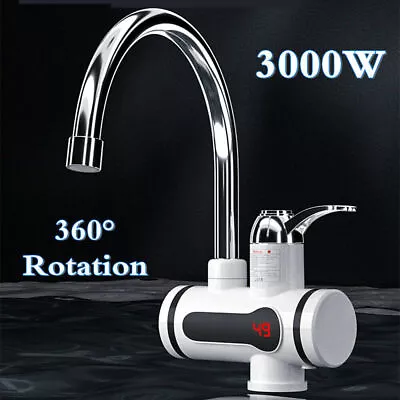 360° Electric Heater LED Water Faucet Tap Instant Kitchen Bathroom Under Sink UK • £11.99