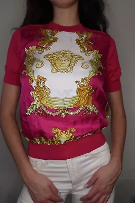 Versace Medusa Renaissance Print Knit Sweater T-Shirt Women's Size Medium • $575