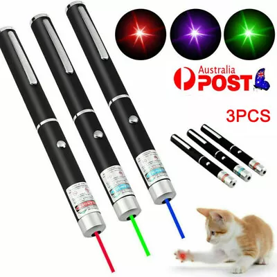3 Pack Laser Pointer Pen Green Blue Red Light Visible Beam Lazer For Office Pet • $16.99