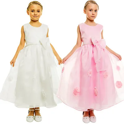 Flower Girl Party Bridesmaid Dress Pink Ivory 2 3 4 5 6 7 8 9 Years • £19.99