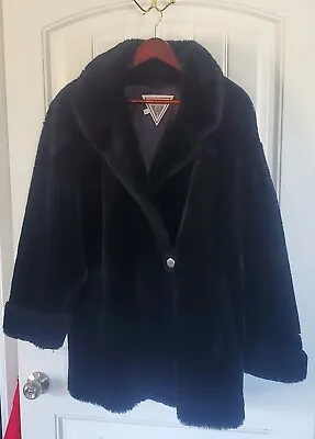 J. Percy For Marvin Richards VtgY2K 90's Gorgeous Black Faux Fur Coat Lined Sz S • $69.99