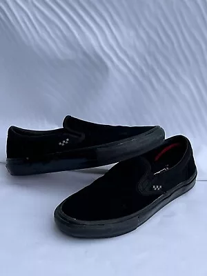 Size 9.5 - VANS Authentic Slip On Black Pop Cush Skateboarding • £13.51