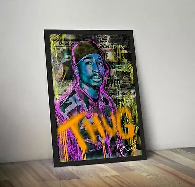 2PAC TUPAC SHAKUR THUG Poster - Professional Print In HD - Wall Art Graffiti • £6.49