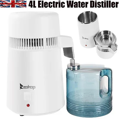 4L 750W Pure Water Distiller Countertop Home Water Purifier Machine BPA-Free UK • £58