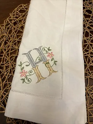 Linen/Cotton Blend 22 Inch Hemstitched Personalized Monogrammed Napkins White • $11