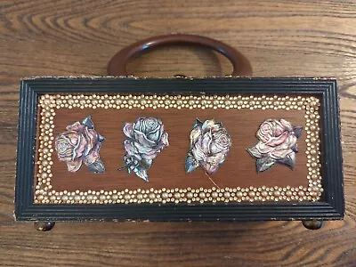 Vintage Royal London (Japan) Wood Box Purse Chest Steampunk Gothic Velvet Lined • $22