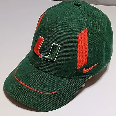 Nike Miami Hurricanes Green Hat Cap One Size Fits All Hook And Loop Back Logo • $9.99