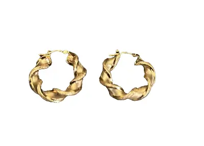 Vintage Itlay Milor 14K Gold Twisted Hoop Earrings • $200