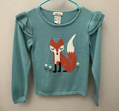 Matilda Jane Secret Fields Clever Fox Sweater Light Blue Ruffle Sweater Size 10 • $15