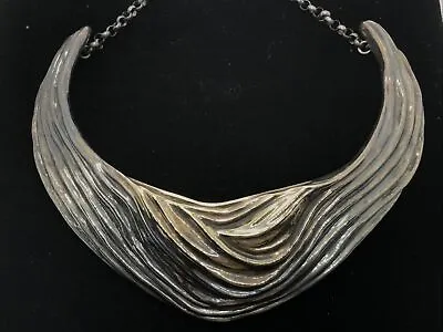 Vintage Designer YAACOV HELLER 925 Silver Gold  Abstract Choker Necklace 33/2500 • $1399.99