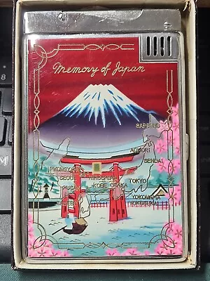 Vintage 1950's Memory Of Japan Mt Fuji + Map Cigarette Case Lighter In Box • $24.99