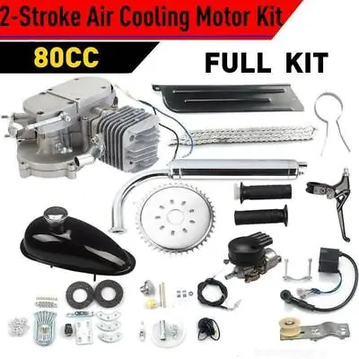 80cc Bike Bicycle Motorized 2 Stroke Petrol Gas Motor Engine Kit Set Chrome USD • $92.07