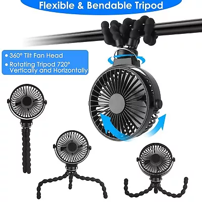 360° 3 Speeds Mini Stroller Fan Clip-on For Baby Small Portable Fan Rechargeable • $15.41