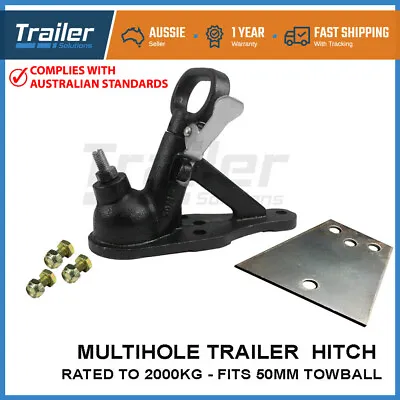 $49.76 • Buy Trailer Coupling Hitch 2 3 Hole Zinc Bolt-On + 4 Holes V Shape Plate 2000KG Rate