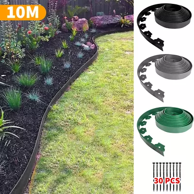 10 Meter Flexible Garden Edging Lawn Grass Border Edge With 30 Strong Pegs • £16.99