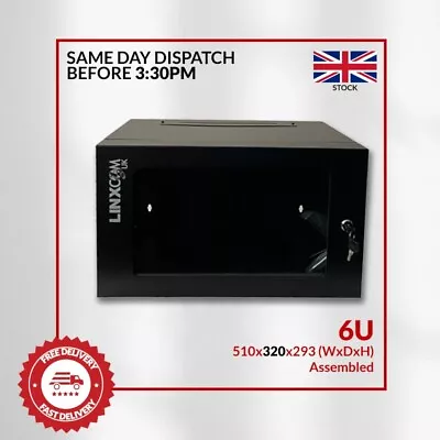 6U Server Rack Network Cabinet 19 Inch 510 X 320mm Black • £51.40