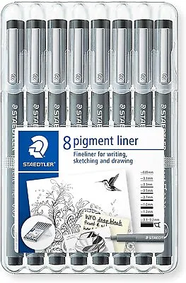 £18.99 • Buy Staedtler 308 SB8 Pigment Liner Fineliner Technical Drawing Pens - Pack Of 8