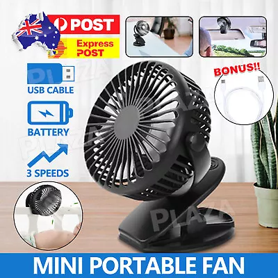 $15.45 • Buy Portable 360° Mini Fan Travel Rechargeable USB Clip On Desk Fan Car AU
