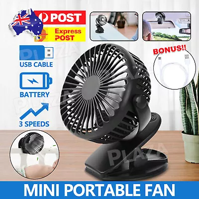 $7.95 • Buy Portable 360° Mini Fan Travel Rechargeable USB Clip On Desk Fan Car AU