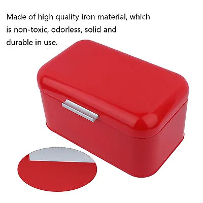 (Red)Solid Color Retro Metal Bread Bin Box Large Capacity Kitchen Storage • $63.73