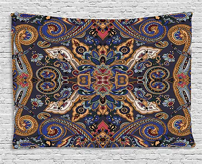 Paisley Tapestry Moroccan Florets Decor Print Wall Hanging Decor 80Wx60L Inches • $32.99