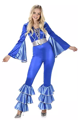 1970s Disco ABBA Dancing Queen For Your 70s Party Blue Jumpsuit  By Karnival • $52