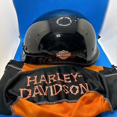 Harley Davidson Motorcycle Shorty Helmet DOT Vintage Size L 2009 W/ Storage Bag • $35.20