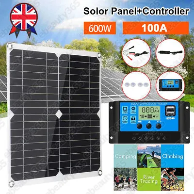 £37.90 • Buy 600W Solar Panel Kit Battery Charger 100A Controller For Car Van Caravan Boat UK