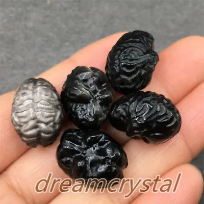 5pcs Carved Obsidian Brain Skull Mini Quartz Crystals Skull Reiki Healing  • $15.57