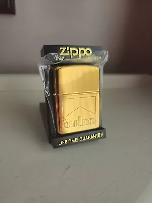 1997 Unstruck Brass Marlboro Zippo Rare Matching Numbers In Case With Paperwork • £0.99