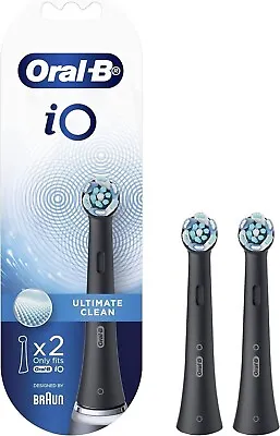 Oral-B IO Ultimate Clean Replacement Brush Heads Black 2 Pack AU FREE POSTAGE • $27.49