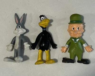 Lot Of 3 Vintage 1970 Rubber Looney Tune Figures Bugs Bunny Daffy Duck Fudd 2.5” • $24.99