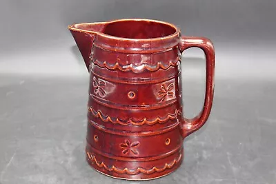  Marcrest Daisy & Dot Large Pitcher 64 Oz Brown Stoneware Pottery 8  Tall • $13