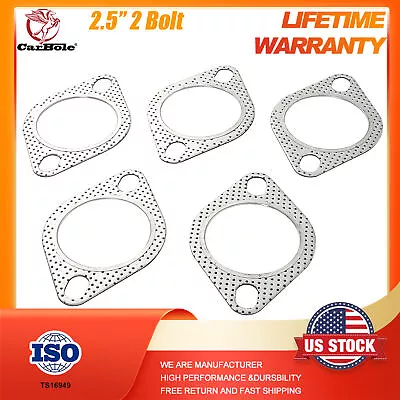 5 PACK 2.5  Catback Exhaust Header Down Pipe Manifold Collector Gasket 2 Bolt • $8.99